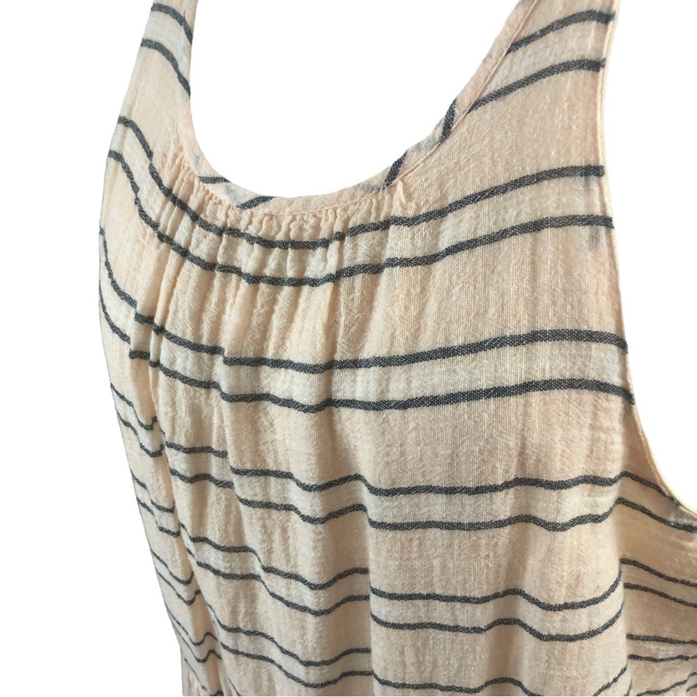 Lauren Conrad Cotton Linen Lined Sleeveless MAXI Dress Women XL  PeachBlackWhite - Picture 2 of 9